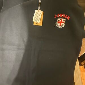 Five Star Black Crew Neck Sweater with Red Embroidery